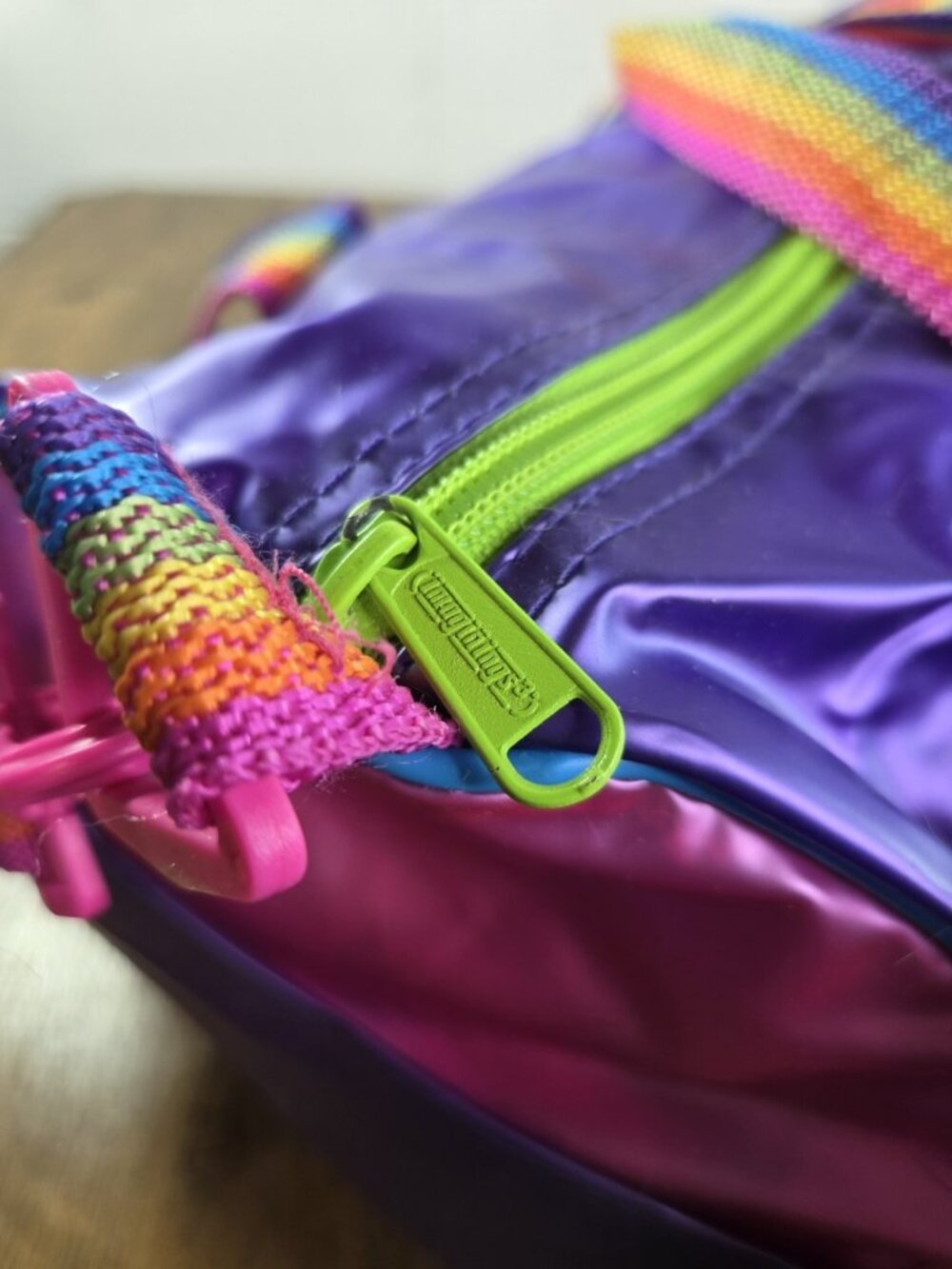 vtg 90s Lisa Frank Rainbow Straps Hunter Cheetah Purple Duffle Bag RARE - Picture 9 of 14